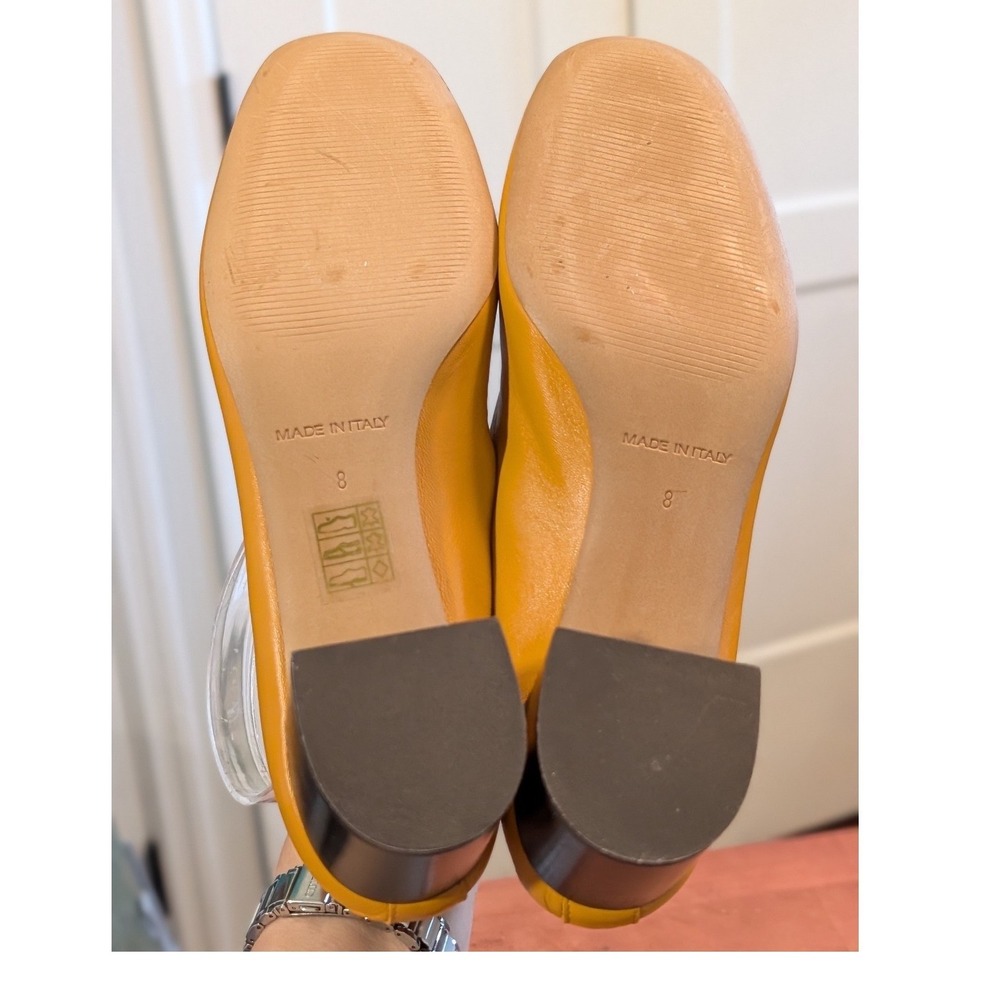 Everlane The Day Heel Womens 8 Mustard Yellow Italian Leather Block Heel Pumps - Picture 6 of 10